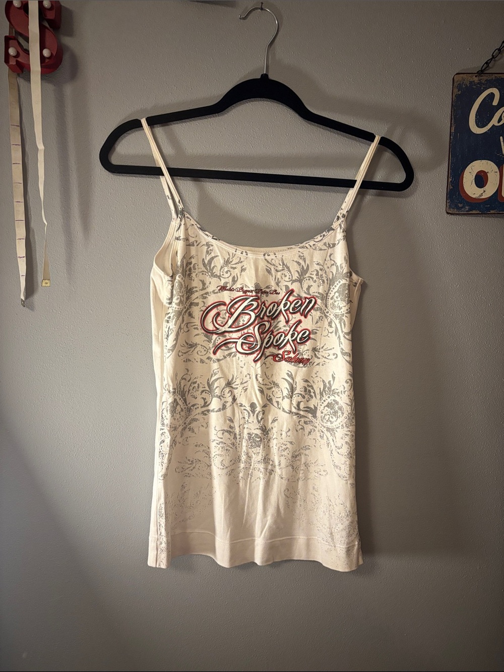 y2k grunge tank top / Ivory Graphic Cami Top